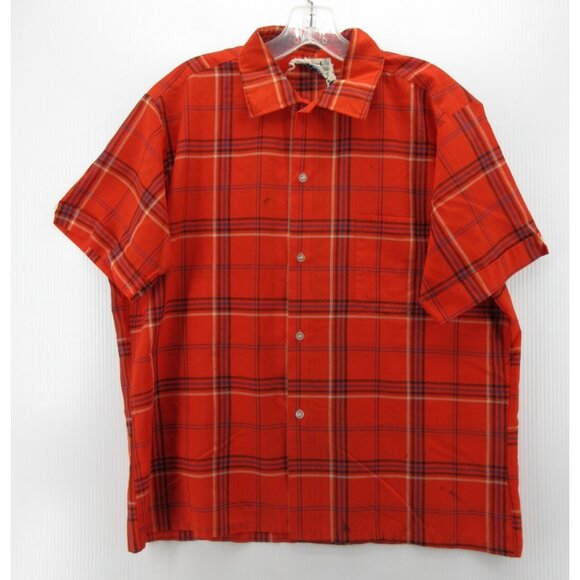 VINTAGE Val Mark Shirt Large Sanforized Button Up Plaid 70s Rockabilly * - Picture 1 of 15